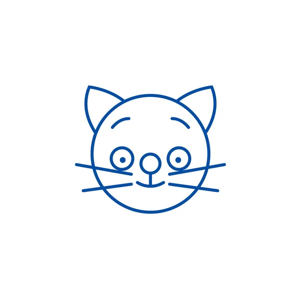 Щасливий кіт емодзі лінії концепції значка. Щасливий кіт емодзі плоский векторний символ, знак, контурна ілюстрація . — стоковий вектор