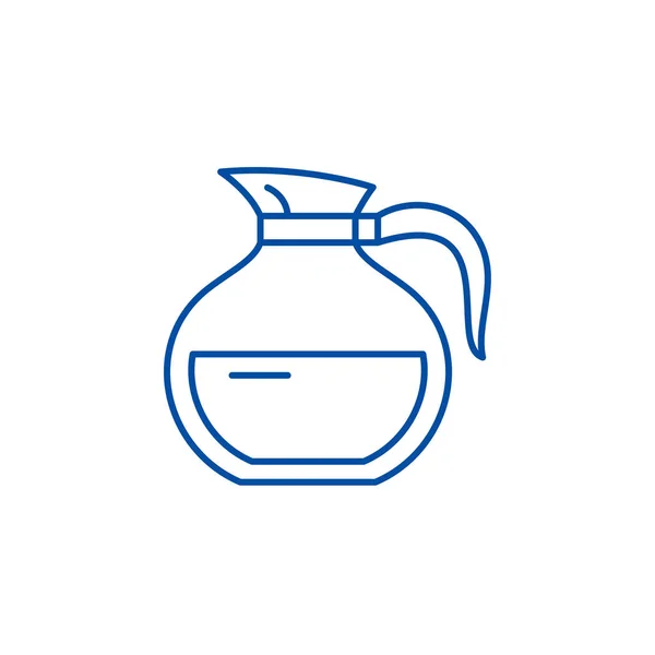 Cam çaydanlık satırı simgesi kavramı. Cam çaydanlık düz vektör simgesi, işaret, anahat illüstrasyon. — Stok Vektör