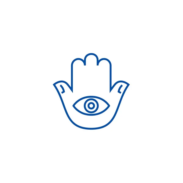 Hamsa hand linje ikon konceptet. Hamsa hand platt vektor symbol, underteckna, disposition illustration. — Stock vektor