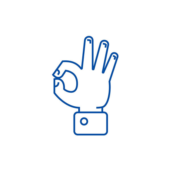 Hand ok line icon concept. Hand ok flat  vector symbol, sign, outline illustration.