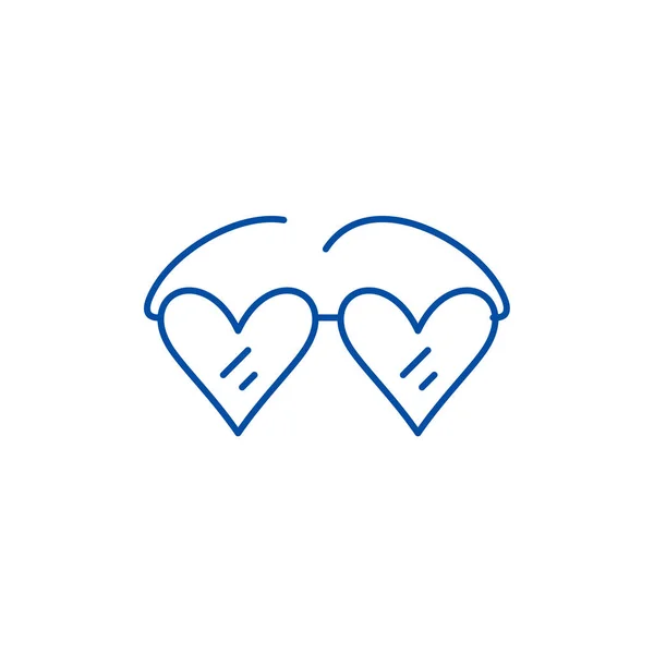 Gafas con corazón línea icono concepto. Gafas con corazón símbolo vectorial plano, signo, esquema ilustración . — Vector de stock