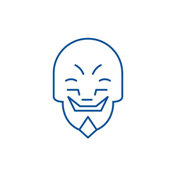 Μορφασμοί emoji γραμμή εικονίδιο ιδέα για την μάσκα. Μορφασμοί μάσκα σύμβολο επίπεδη διάνυσμα emoji, σημάδι, απεικόνιση της διάρθρωσης. — Διανυσματικό Αρχείο