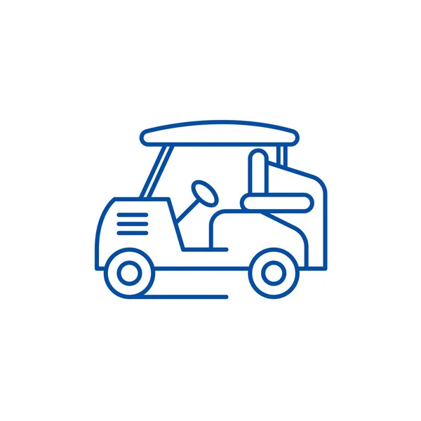 Golf concepto icono de la línea de coches. Golf coche vector plano símbolo, signo, esquema ilustración . — Vector de stock