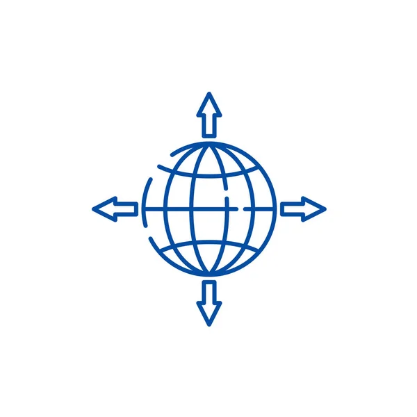 Global sales channels line icon concept. Global sales channels flat  vector symbol, sign, outline illustration.