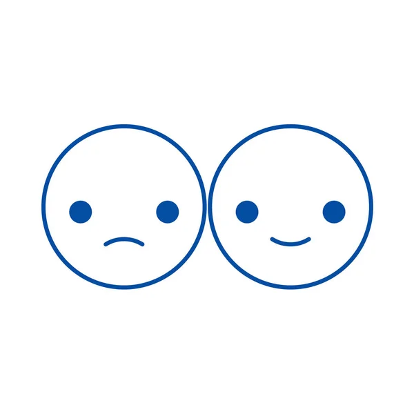 Happy and sad emoji line icon concept. Happy and sad emoji flat  vector symbol, sign, outline illustration.