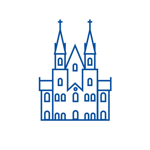 Gothic castle line icon concept. Gothic castle flat  vector symbol, sign, outline illustration.