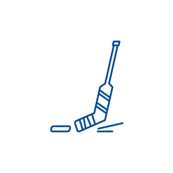 Hockey lijn pictogram concept. Hockey platte vector symbool, teken, overzicht illustratie. — Stockvector