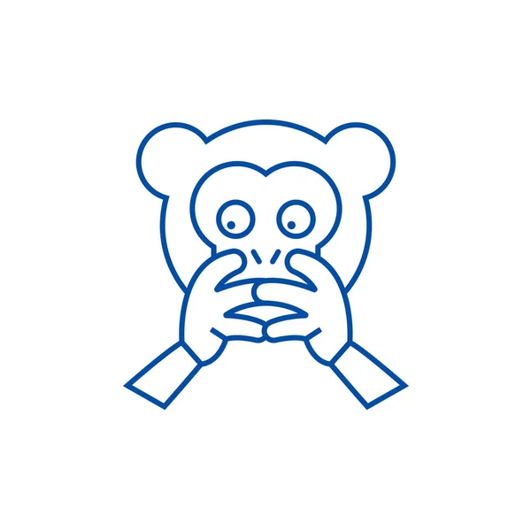 Non ascoltare il concetto di icona della linea emoji malvagia. Non sentire nessun male emoji simbolo vettore piatto, segno, illustrazione contorno . — Vettoriale Stock