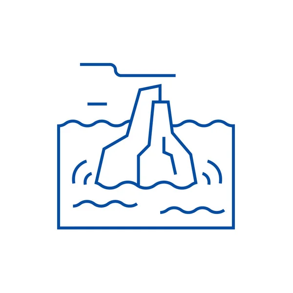 Iceberg line icon concept. Iceberg flat  vector symbol, sign, outline illustration. — Stock Vector