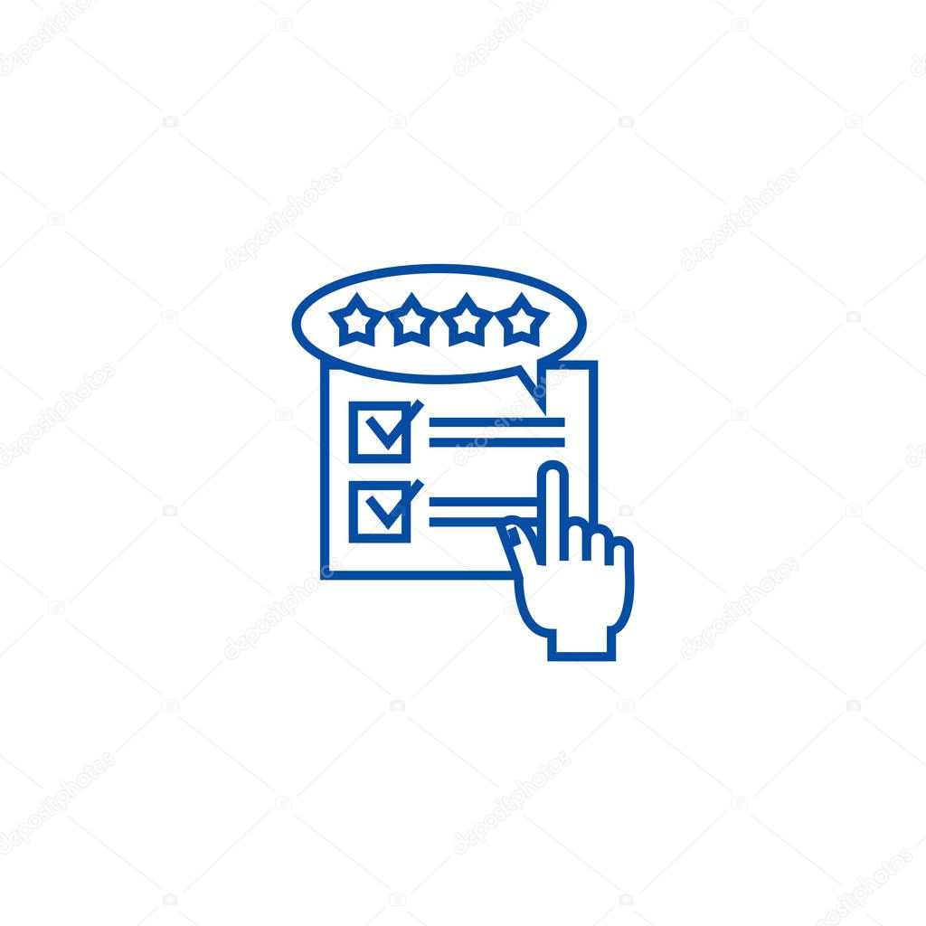Feedback, review, rating line icon concept. Feedback, review, rating flat  vector symbol, sign, outline illustration.