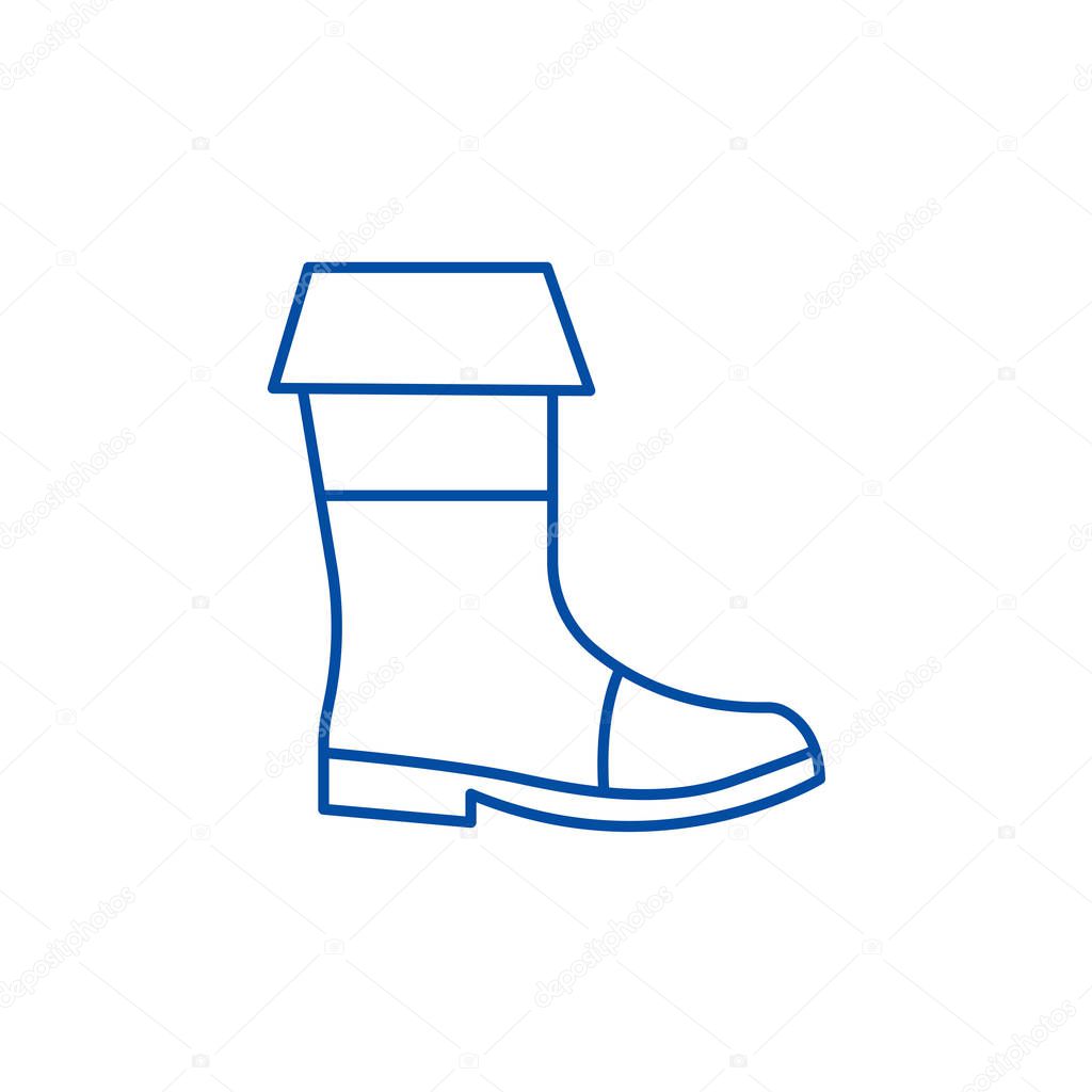 Fishing boots line icon concept. Fishing boots flat  vector symbol, sign, outline illustration.