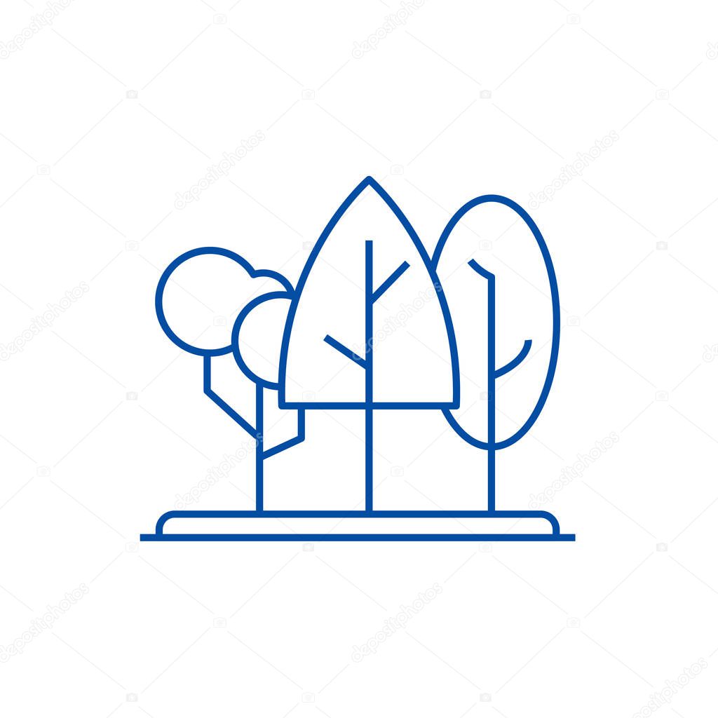 Forest,trees line icon concept. Forest,trees flat  vector symbol, sign, outline illustration.