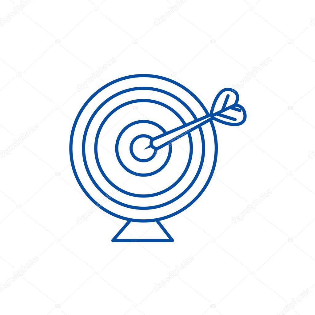 Goal target with arrow line icon concept. Goal target with arrow flat  vector symbol, sign, outline illustration.