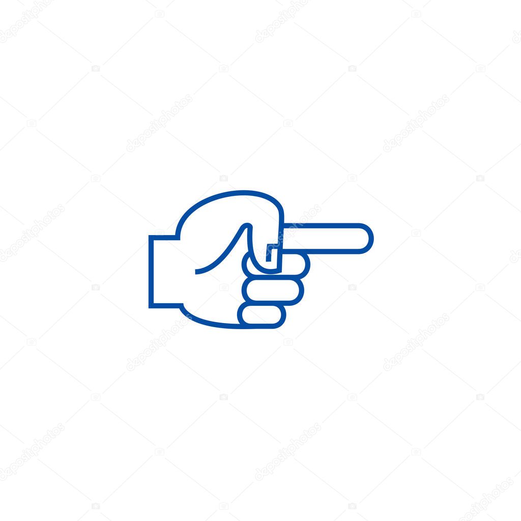 Hand finger pointer back line icon concept. Hand finger pointer back flat  vector symbol, sign, outline illustration.