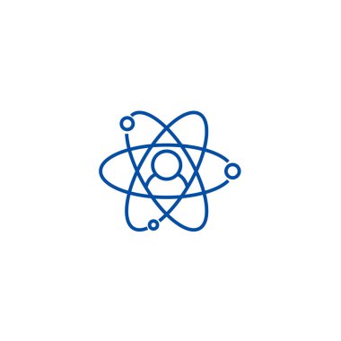 İK, insan kaynakları, moleküler avatar çizgi simgesini kavramı. İK, insan kaynakları, moleküler avatar düz vektör simgesi, işaret, anahat illüstrasyon.