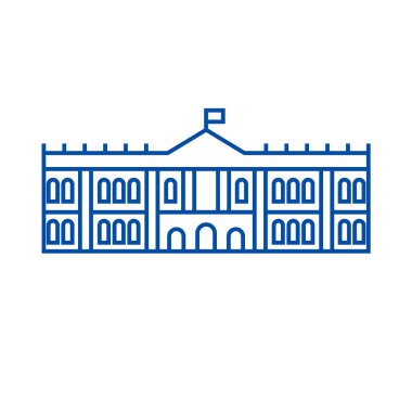 Hermitage Müzesi satırı simgesi kavramı. Hermitage, müze düz vektör simgesi, anahat illüstrasyon işareti.