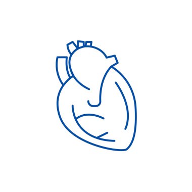 Kalp işareti, illüstrasyon satırı simgesi kavramı. Kalp işareti, illüstrasyon düz vektör simgesi, işareti, anahat illüstrasyon.