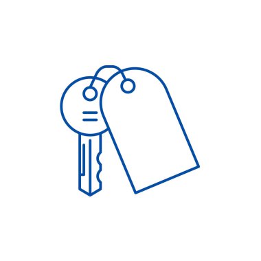 Evin anahtarları simgesi kavramı satır. Evin anahtarları düz vektör simgesi, işaret, anahat illüstrasyon.