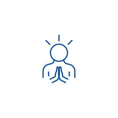 Uyum, barış adam çizgi simgesini kavramı. Uyum, barış adam düz vektör işareti, işaret, anahat illüstrasyon.