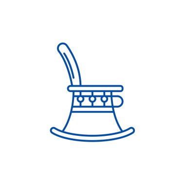 Yüksek sandalye satırı simgesi kavramı. Yüksek sandalye düz vektör simgesi, işaret, anahat illüstrasyon.