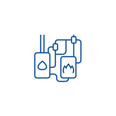 Isıtma sistemi satırı simgesi kavramı. Isıtma sistem düz vektör simgesi, işaret, anahat illüstrasyon.