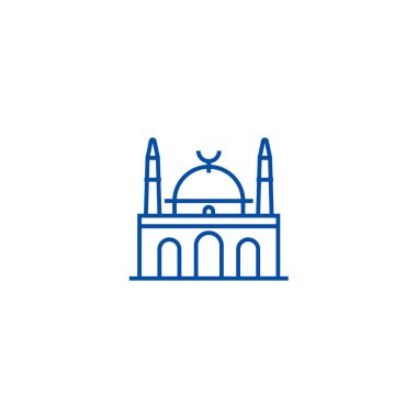 Islam Camii hat simgesi kavramı. Islam Camii düz vektör simgesi, işaret, anahat illüstrasyon.