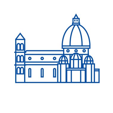 İtalya, Tapınak, Floransa katedral satırı simgesi kavramı. İtalya, Tapınak, Floransa katedral düz vektör simgesi, işareti, anahat illüstrasyon.