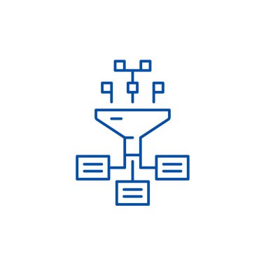 Bilgi süreçleri satırı simgesi kavramı. Bilgi süreçleri düz vektör simgesi, işaret, anahat illüstrasyon.