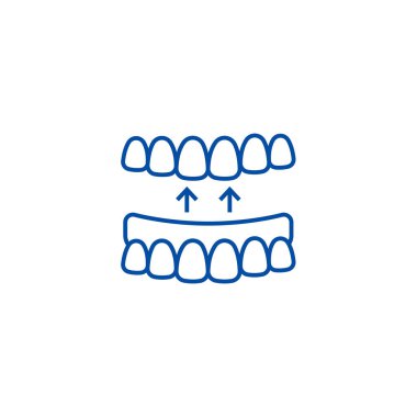 İmplant Diş satırı simgesi kavramı. İmplant Diş düz vektör simgesi, işaret, anahat illüstrasyon.