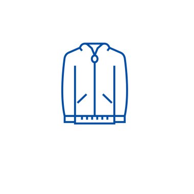 Jumper kazak satırı simgesi kavramı. Jumper kazak düz vektör simgesi, işaret, anahat illüstrasyon.