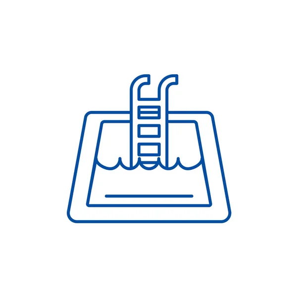 Accueil concept icône de ligne de piscine. Accueil piscine plat vecteur symbole, signe, illustration de contour . — Image vectorielle