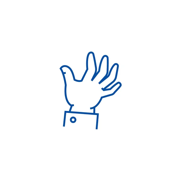 Concetto icona linea di mano aiuto. Guida mano piatta simbolo vettoriale, segno, illustrazione contorno . — Vettoriale Stock