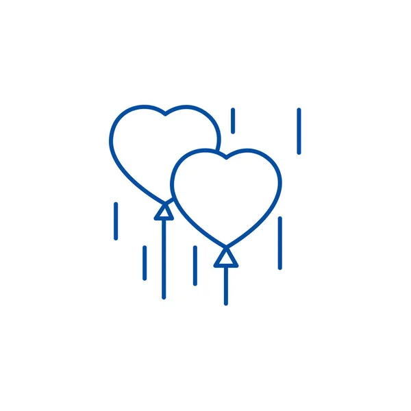 Concepto de icono de línea de globos corazón. Globos de corazón símbolo de vector plano, signo, esbozo ilustración . — Vector de stock