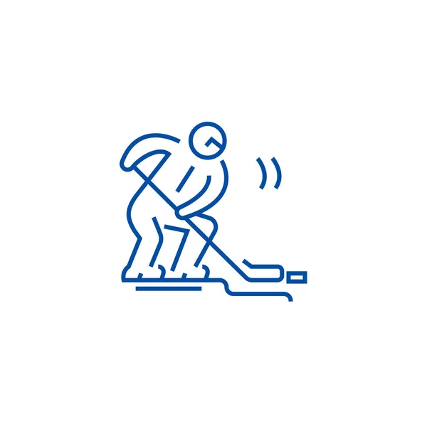 Hockeyspieler Linie Icon-Konzept. Hockeyspieler flache Vektor-Symbol, Zeichen, Umriss Illustration. — Stockvektor