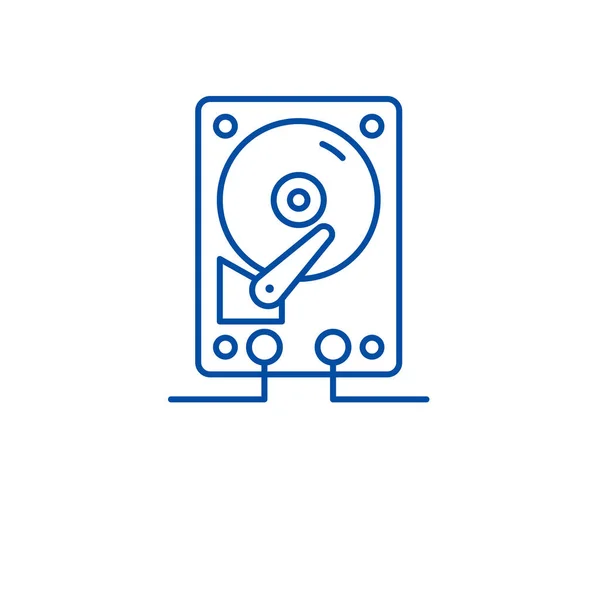 Concepto de icono de línea de almacenamiento Hdd. Símbolo de vector plano de almacenamiento Hdd, signo, ilustración de contorno . — Archivo Imágenes Vectoriales