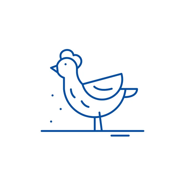 Hen line icon concept. hen flaches Vektorsymbol, Zeichen, Umrissillustration. — Stockvektor