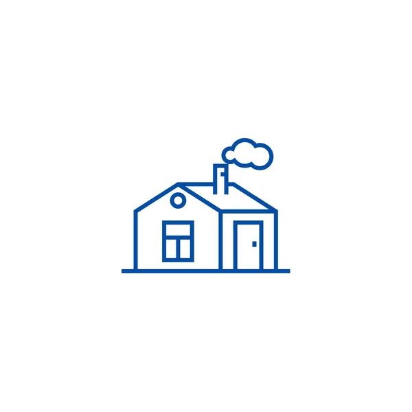 House with chimney line icon concept. House with chimney flat  vector symbol, sign, outline illustration. — Stock Vector