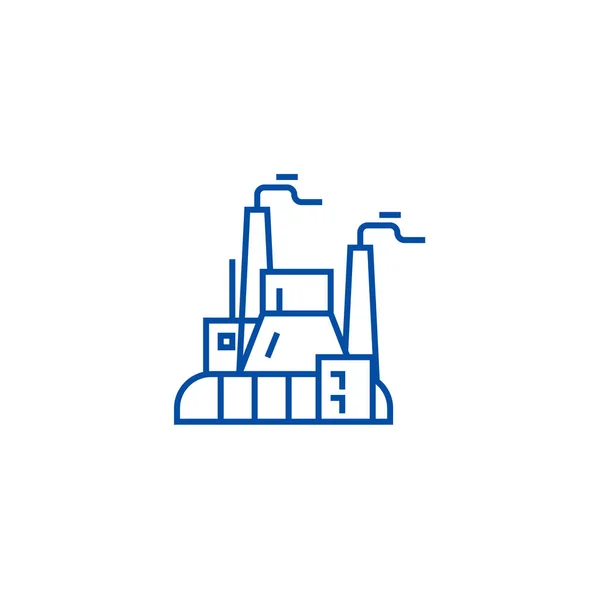 Fabbrica industriale, concetto di icona della linea della centrale elettrica. Fabbrica industriale, simbolo vettore piatto della centrale elettrica, segno, illustrazione del contorno . — Vettoriale Stock
