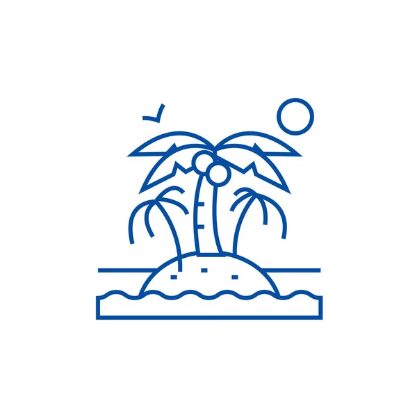 Остров с иконой линии пальм. Остров с плоским векторным символом ладоней, знаком, наброском иллюстраций . — стоковый вектор