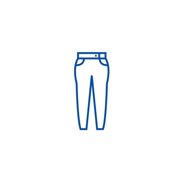 Jeans linha ícone conceito. Jeans símbolo vetorial plana, sinal, ilustração esboço . —  Vetores de Stock