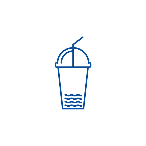 Concepto de icono de la línea de taza de jugo. Jugo taza plana vector símbolo, signo, esquema ilustración . — Vector de stock