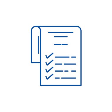 Liste satır simgesi kavramı denetleyin. Onay listesi düz vektör simgesi, işaret, anahat illüstrasyon.