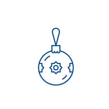 Noel top dekor satırı simgesi konsepti ile. Noel top dekor düz vektör simgesi, işaret, anahat illüstrasyon.