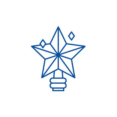 Noel yıldız satırı simgesi kavramı. Noel düz vektör yıldız sembolü, işaret, anahat illüstrasyon.