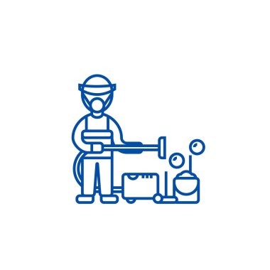 Temizleme Servisi, houskeeping çizgi simgesini kavramı. Temizleme Servisi, houskeeping düz vektör simgesi, işaret, resim anahat.