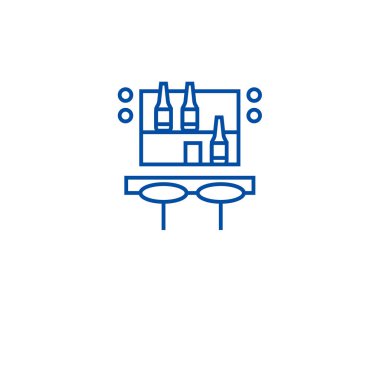 Kokteyl bar hattı simgesi kavramı. Kokteyl bar düz vektör simgesi, işaret, anahat illüstrasyon.