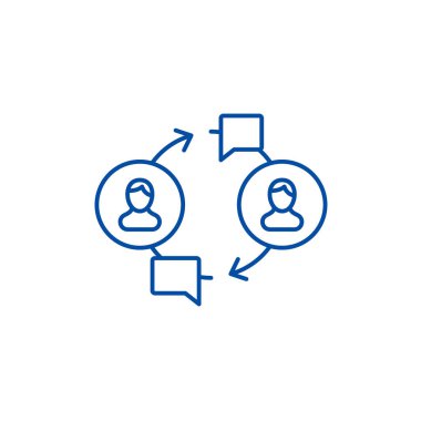 Topluluk satırı simgesi kavramı. Topluluk düz vektör simgesi, işaret, anahat illüstrasyon.