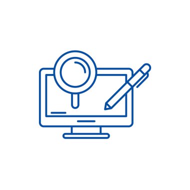 Bilgisayar işlemleri satır simgesi kavramı. Bilgisayar süreçleri düz vektör simgesi, işaret, anahat illüstrasyon.