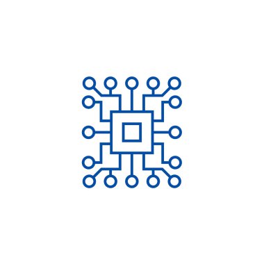 Bilgisayar bilimi, devre hat simgesi kavramı. Bilgisayar bilimi, devre düz vektör simgesi, işaret, anahat illüstrasyon.