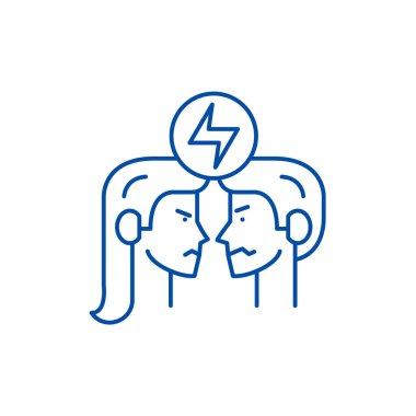 Çakışma Satır simgesi kavramı. Çakışma düz vektör simgesi, işaret, anahat illüstrasyon.